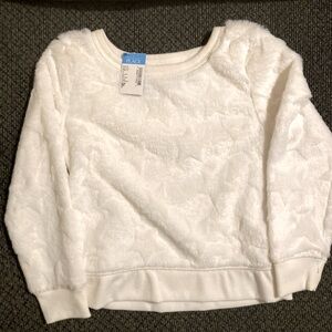 White faux fur sweater